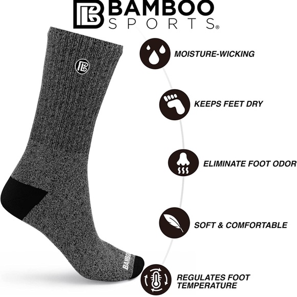 Bamboo Sports Premium Bamboo Crew Socks (3 Pack) - Picture 4 of 11